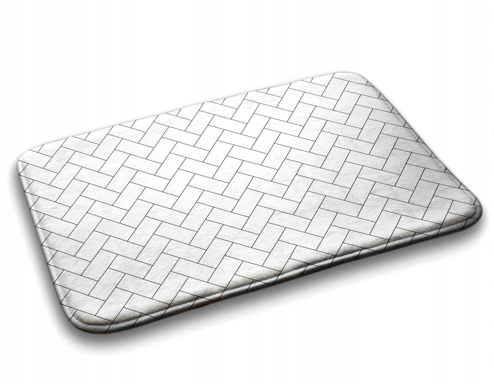 Fürdőszobaszőnyeg puha téglalap mintás 90x60 cm