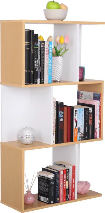 Könyvespolc, tűnyalábos fenyő/fehér, ERDEM NEW TYP 1