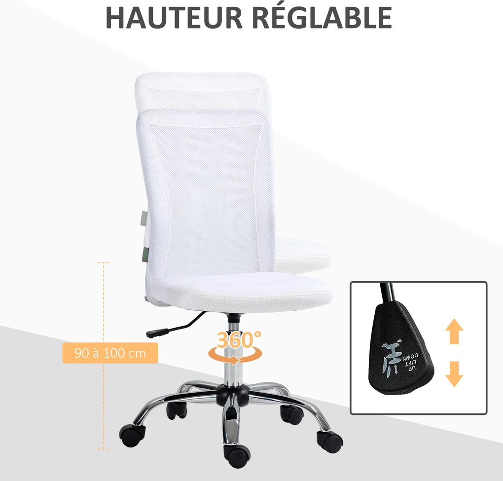 Vinsetto Ergonomikus Irodai Szék Magasságban Állítható Menedzser Szék 360°-ban Forgatható Fehér Háló Kárpitozással | Aosom
