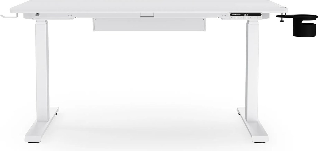 Elektromos, állítható magasságú, ergonomikus, fehér íróasztal,1200x600 mm: ARIA