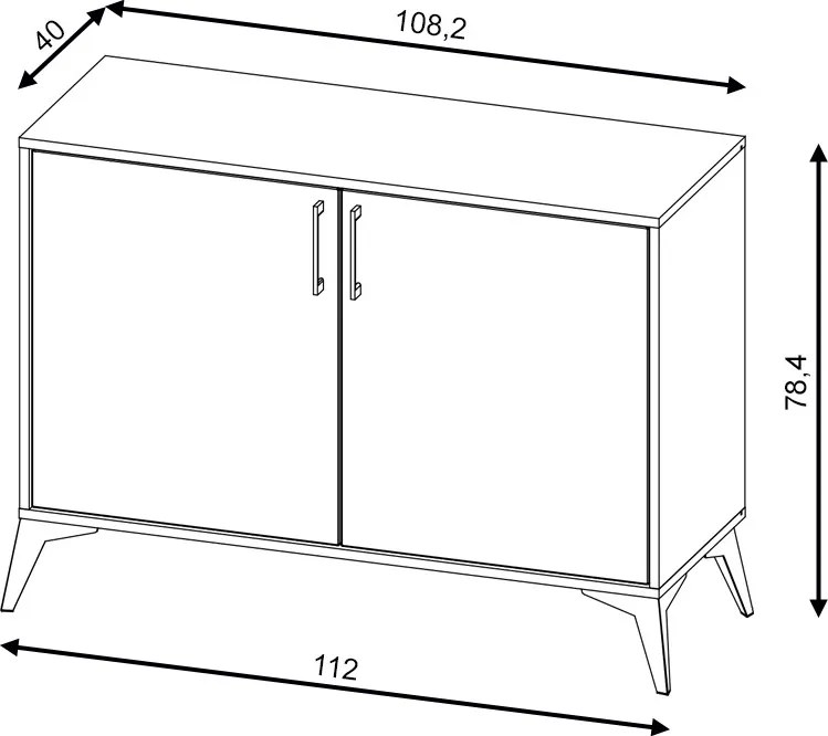 Komód 2 ajtós Artisan tölgy / zöld színkombinációban – LUGO LU02