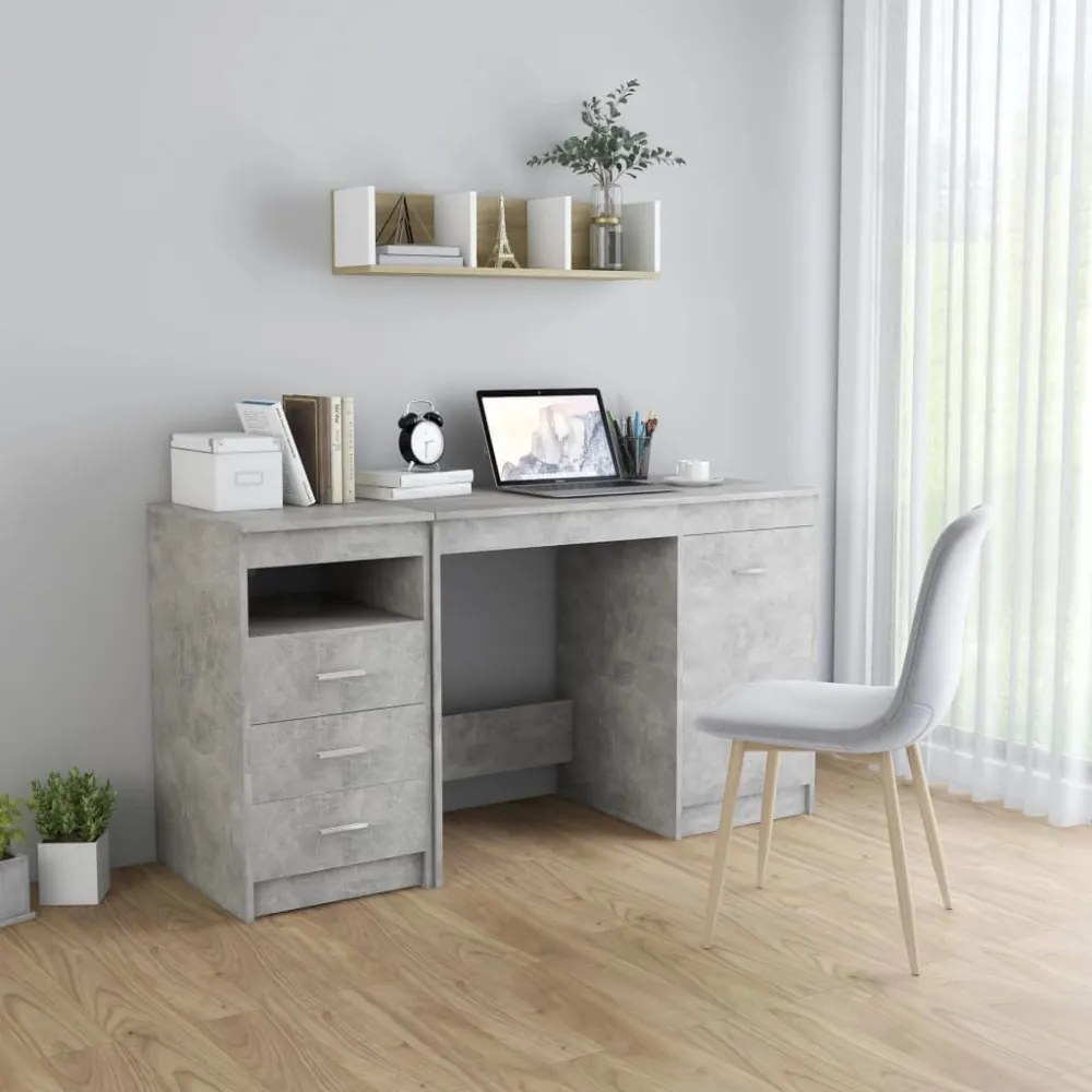 betonszürke szerelt fa íróasztal 140 x 50 x 76 cm