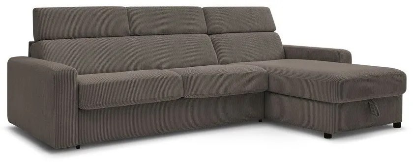 Szürkésbarna kordbársony kinyitható sarokkanapé (variálható) Monaco – Bobochic Paris