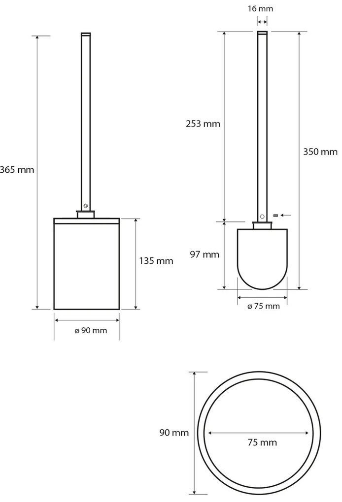 Sapho XR306W X-Round White álló WC-kefe, fehér