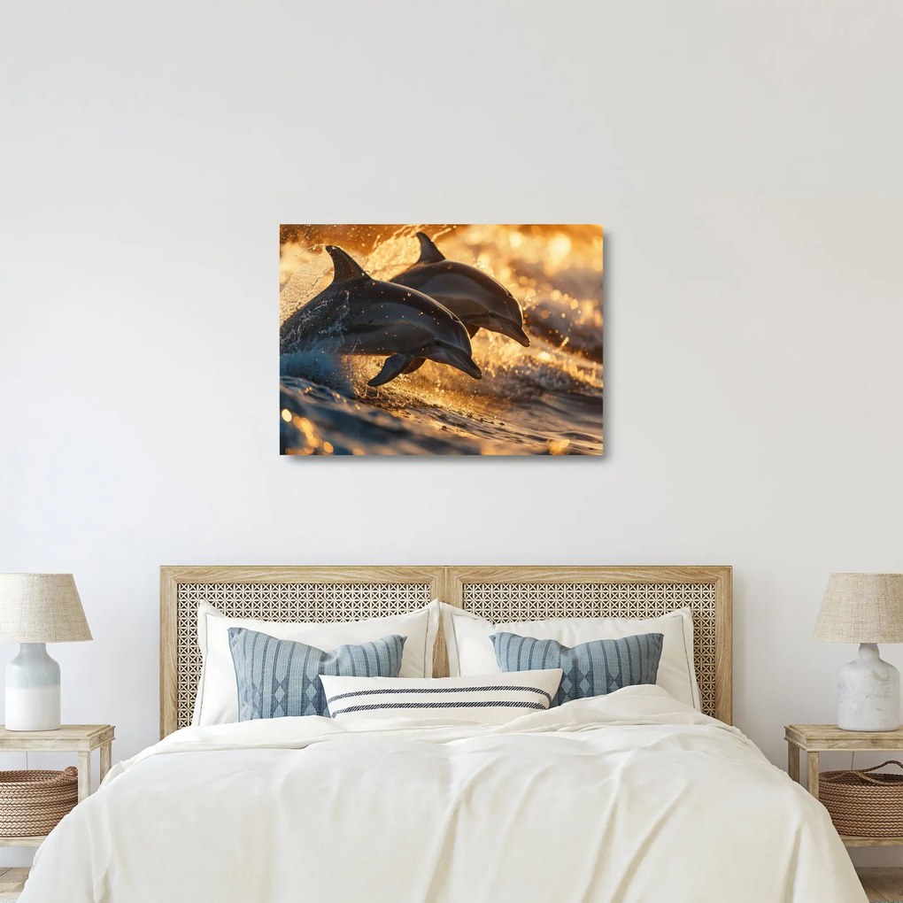 Üveg kép - Delfinek (70x50 cm)