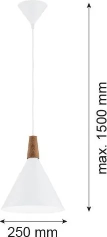 ARGON 8630 KEGEL Modern Függesztett Lámpa Fehér, Sötét Fa E27 IP20