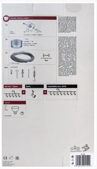 Paulmann 94152 - 7xGU5,3/10W MAC spotlámpa, 230V, króm