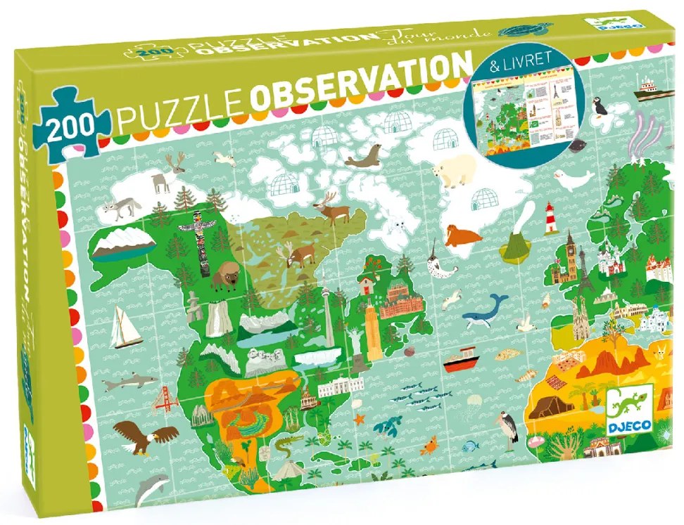 Megfigyeltető puzzle - Lenyűgöző világ, 200 db-os - A round the world + booklet