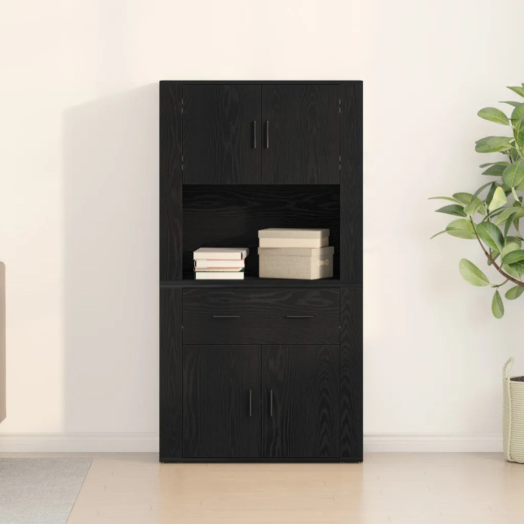 Fekete tölgy Highboard 80x33x150 cm Szerelt fa