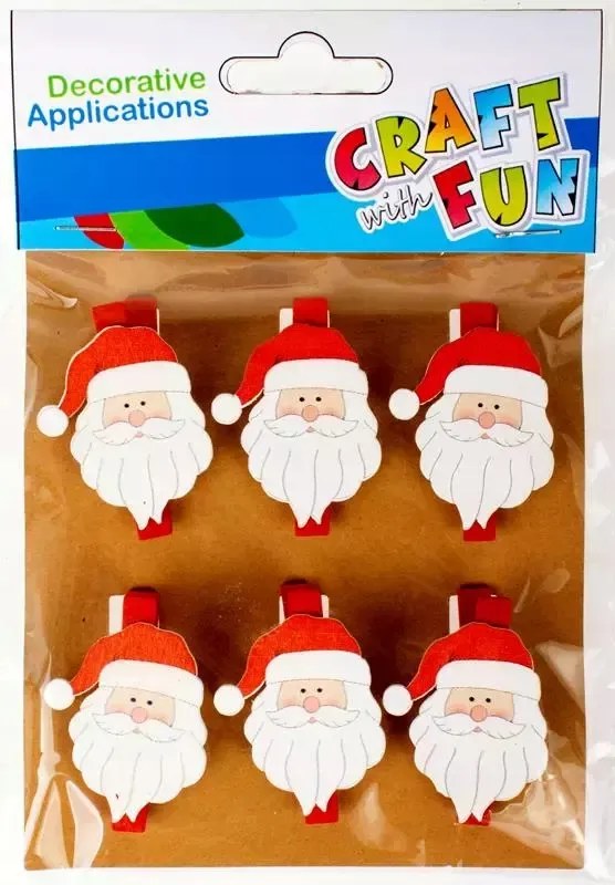 Dekorációs dísz Mikulás csatok, 6 db