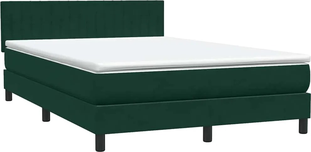 vidaXL sötétzöld bársony rugós ágy matraccal 160x220 cm