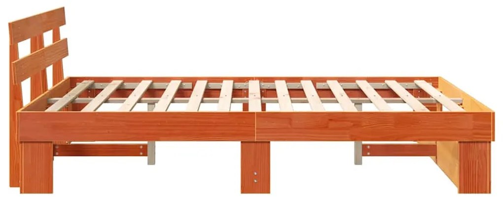 vidaXL Ágykeret fejtámlával Viaszbarna 140 x 200 cm Tömör fenyőfa