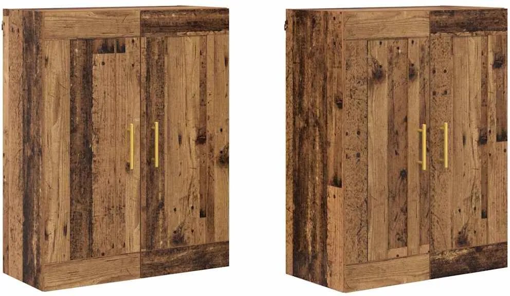 vidaXL Fali szekrény 2 pcs Öreg fa 69,5 x 34 x 90 cm Faanyag