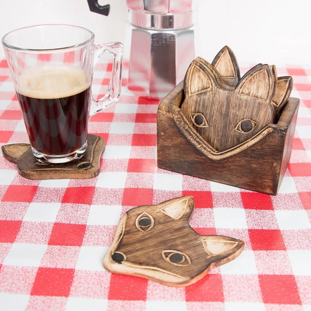 Fox 6 db-os fa poháralátét szett állvánnyal - Sass &amp; Belle