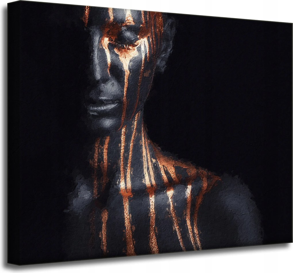 Vászonkép Fekete Nő Barna Csíkos Művészet 50x40 cm