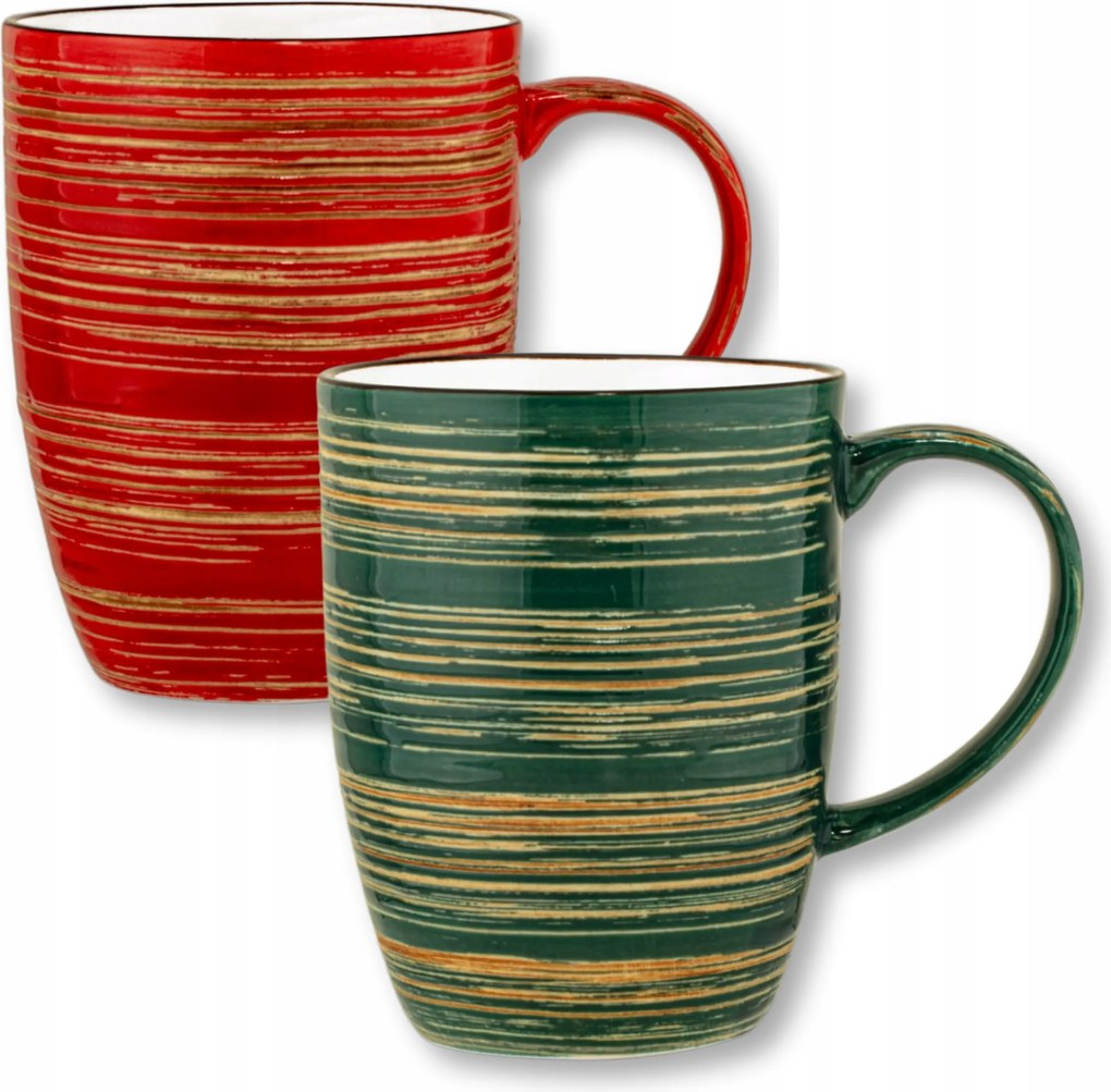 Wilmax nagy 460 ml-es italos bögre porcelán zöld piros