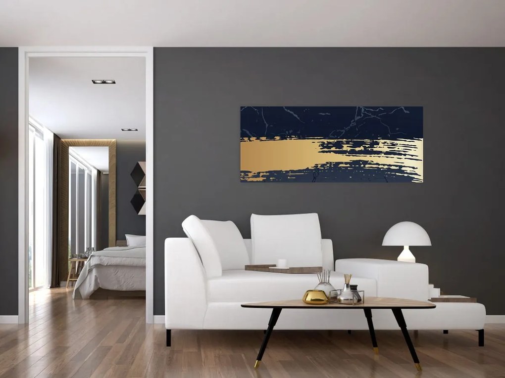 Kép - Kék és arany absztrakció N⁰2 (120x50 cm)