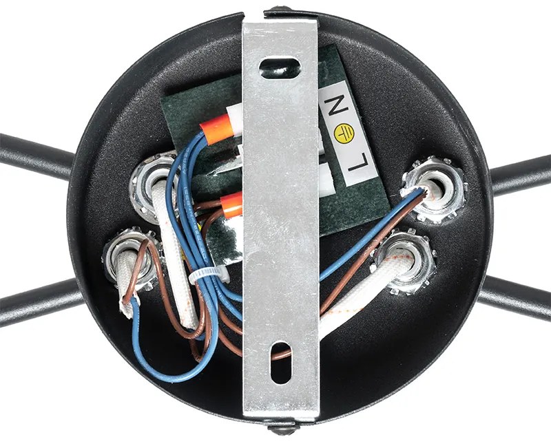 Modern mennyezeti lámpa fekete 4-es füstüveggel - Athén