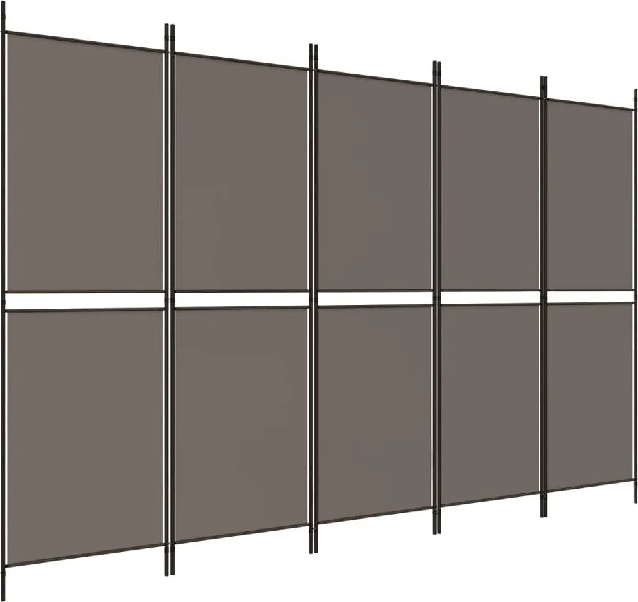 vidaXL 5 paneles antracitszürke szövet térelválasztó 250 x 220 cm