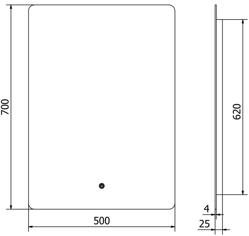 Mexen Sun, LED fürdoszobai tükör háttérvilágítással 50 x 70 cm, 6000K, páramentes, 9807-050-070-611-00