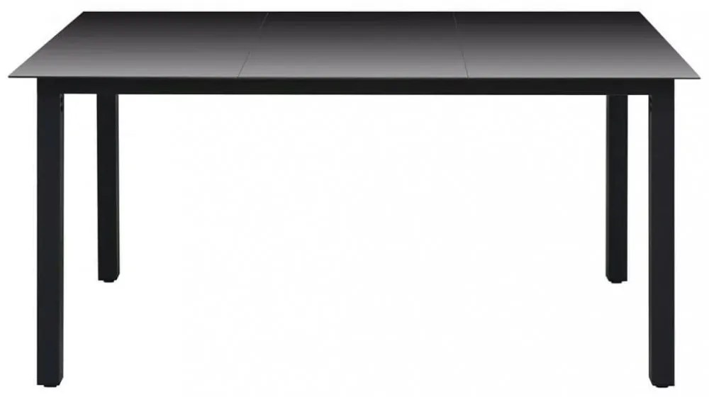 7 részes fekete polyrattan kerti étkezőgarnitúra párnákkal