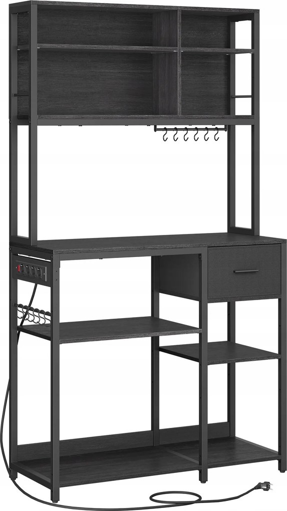 Konyhai Polc Rendező Könyvespolc Mikrohullámú Sütő Állvány 100x180x40 CM Fekete