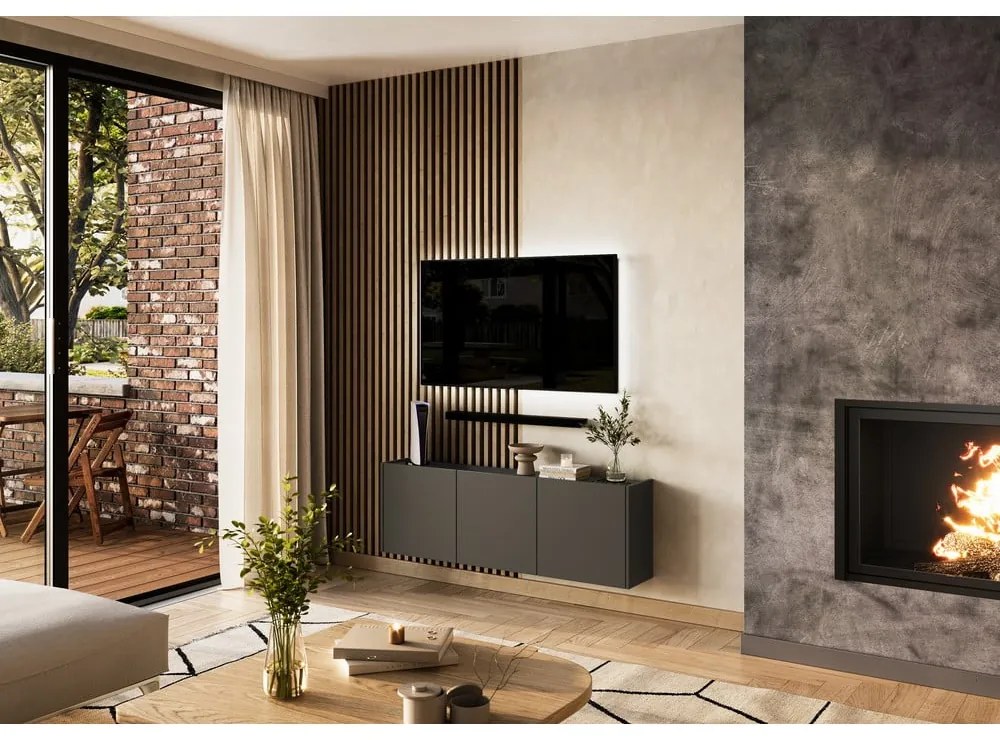 Antracitszürke TV-állvány 138x45 cm Piana – Germania