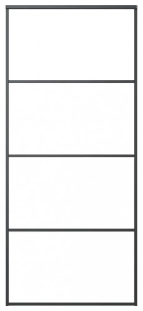 fekete alumínium és ESG üveg tolóajtó 90 x 205 cm