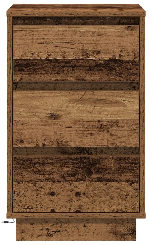 éjjeli szekrény LED-del régi fából 39x34,5x65 cm szerelt fa