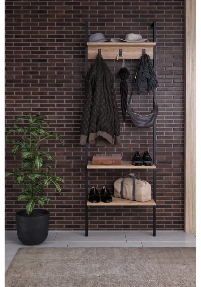 Fekete előszoba bútor újrahasznosított fából Nina - Kalune Design