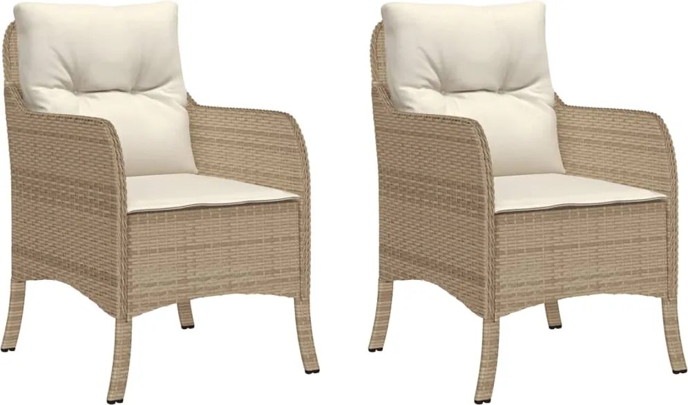 vidaXL 2 db bézs polyrattan kerti szék párnával