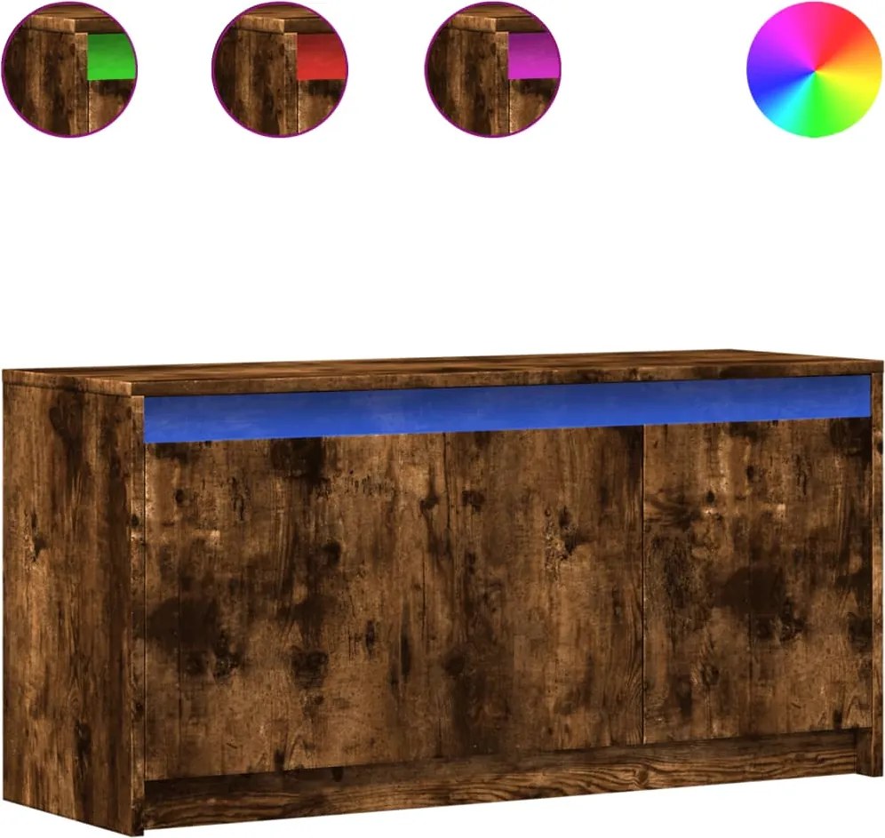 vidaXL füstös tölgy színű szerelt fa LED-es TV-szekrény 100x34x50 cm