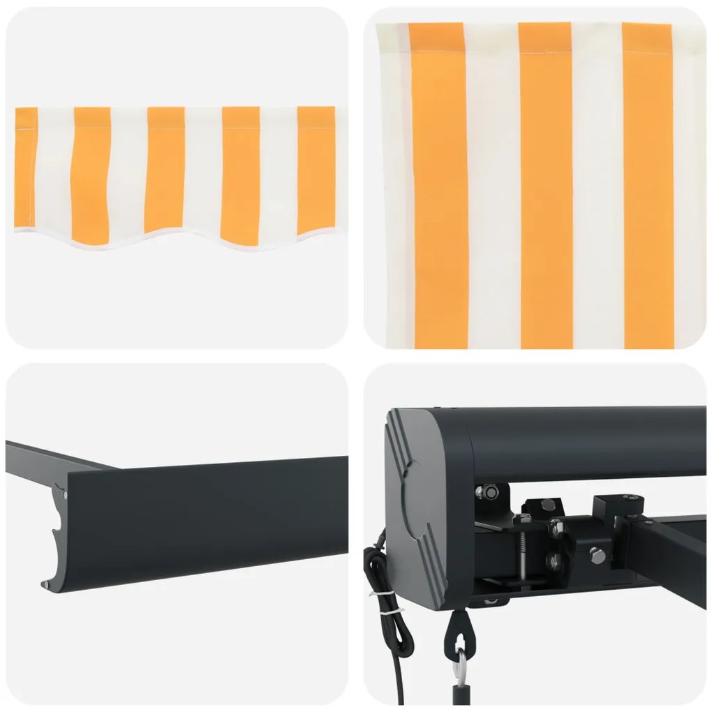 Automatikus Behúzható Napellenző Sárga és Fehér 300 x 250 cm
