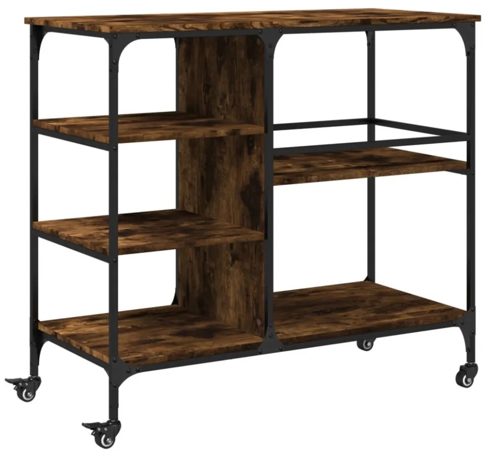 füstös tölgy színű szerelt fa zsúrkocsi 100 x 45 x 89,5 cm