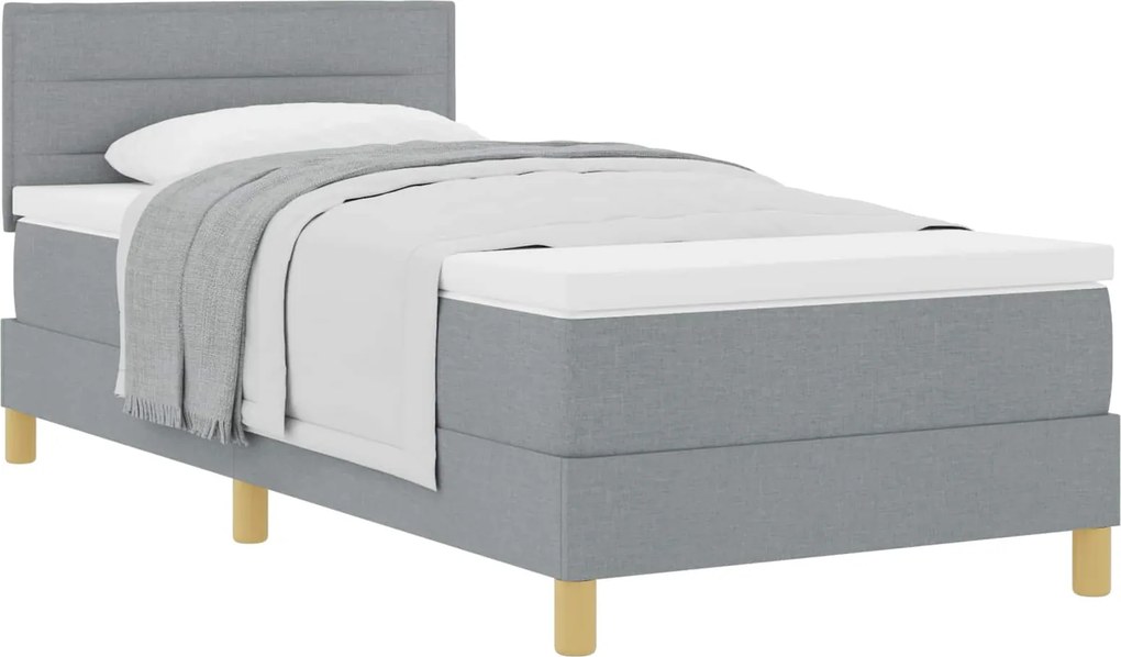 vidaXL Boxrugós ágy matracmal Világosszürke 90 x 190 cm szövet
