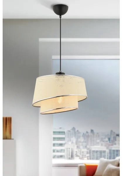 Kábelcsillár BARETTE 1xE27/60W/230V krémszínű/fényes króm