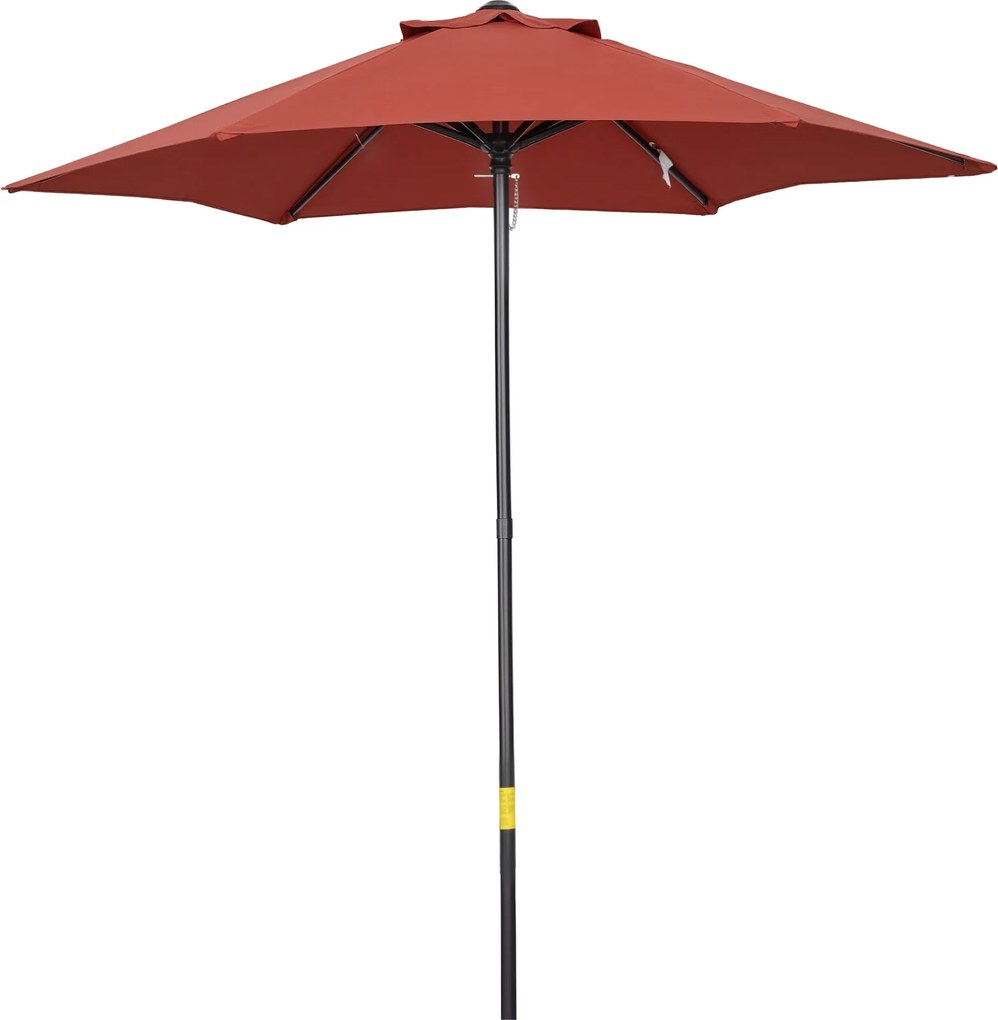 Outsunny Ernyő Ø196 cm, hatszögletű erkélyernyő, strandernyő, szélálló, stabil piaci ernyő, tekerhető ernyő napvédelemhez strandhoz, erkélyhez, kerthe
