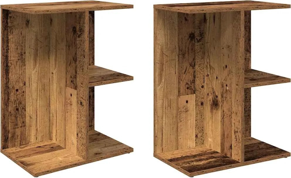 vidaXL éjjeliszekrények 2 db régi fa 46,5x29x61 cm gépelt fa