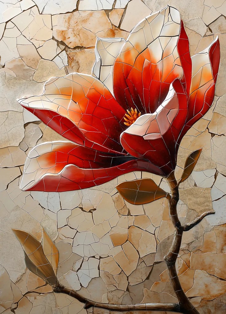 Poszter 20,5x28,4cm Mozaik üvegvirágból