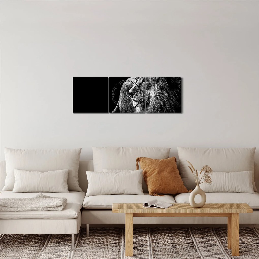 Kép - Oroszlán (órával) (90x30 cm)