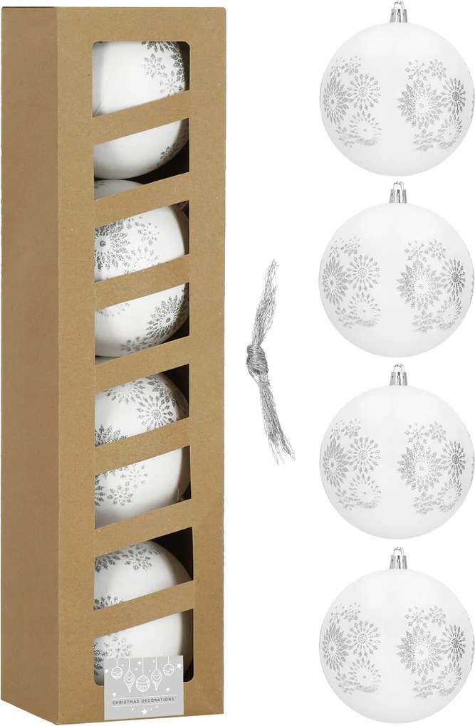 Karácsonyfadísz Nád 4 Db-os Karácsonyfa Fehér 10 CM Törhetetlen Szett