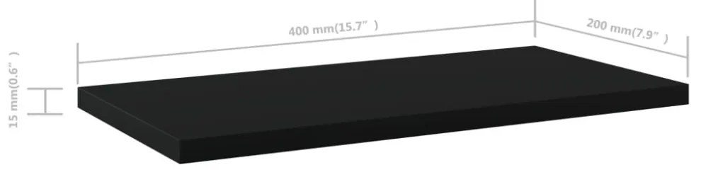 4 db fekete szerelt fa könyvespolc 40 x 20 x 1,5 cm