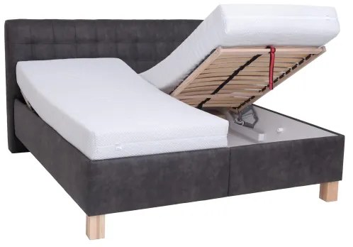 VIOLET kárpitozott ágy matraccal és ágyneműtartóval 160x200 cm, sötétszürke