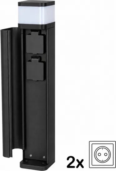 BRILAGI - Kültéri lámpa 2 SCHUKO aljzattal PILLAR 1xG9/11W/230V IP44 fekete