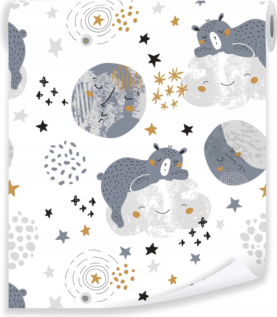 Tapéta A Gyerekszobába Felhők Állatok Gyerekeknek Flizelin