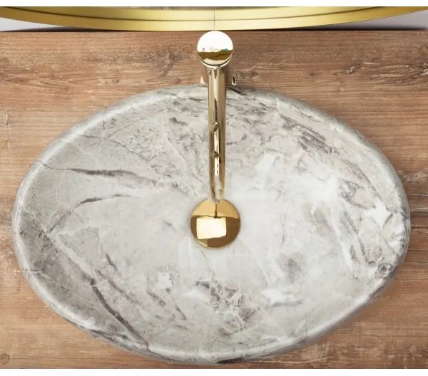 REA-U1020 - LINDA munkalapra helyezhető mosdó, 34x48,5 cm, kerámia/kőhatású