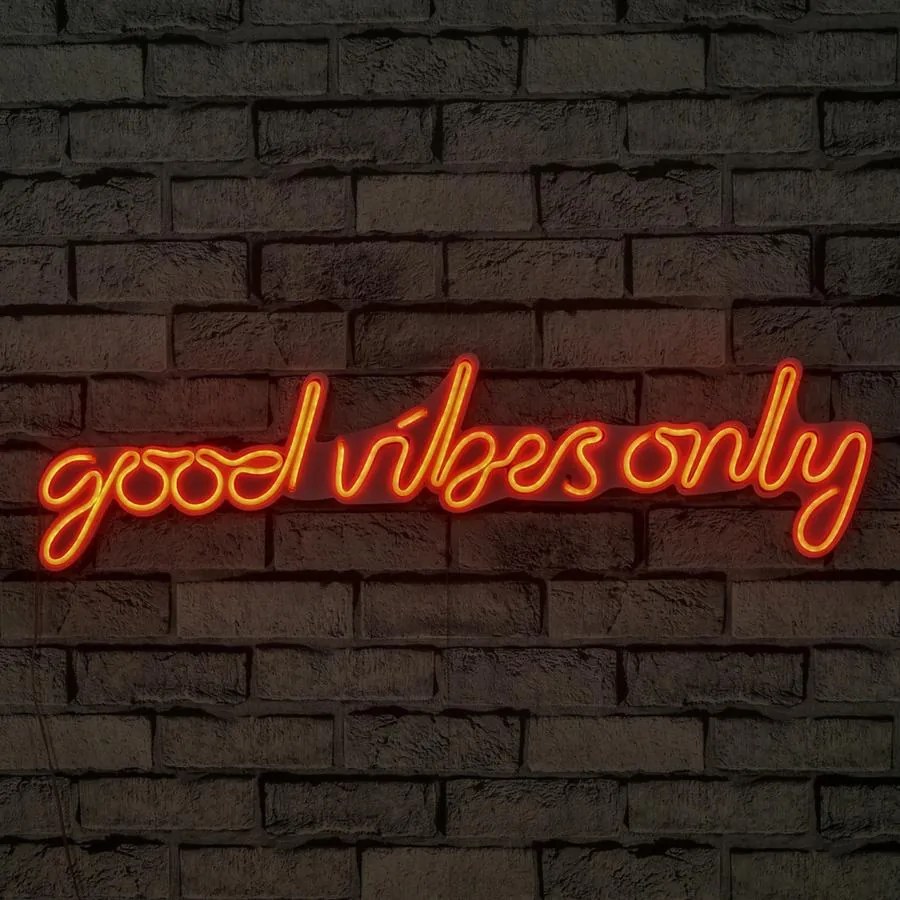Műanyag LED-es fali dekoráció, Good Vibes Only - Red