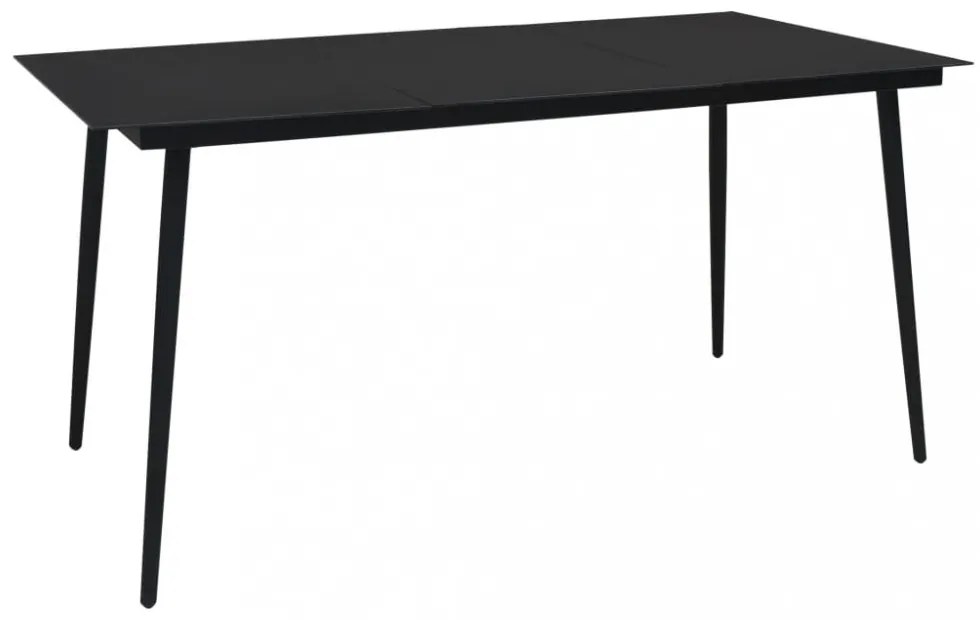 fekete acél és üveg kerti étkezőasztal 150 x 80 x 74 cm