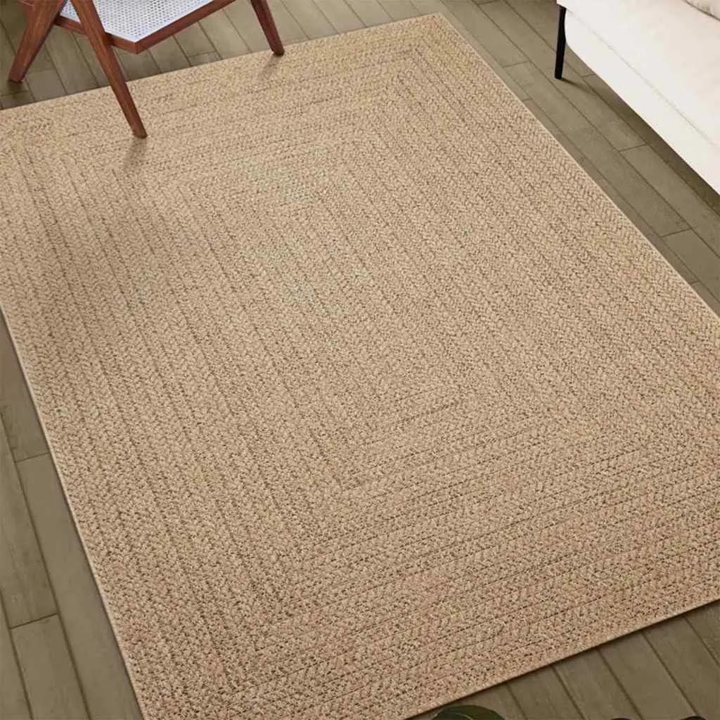 ZIZUR bézs juta hatású beltéri és kültéri szőnyeg 240 x 240 cm