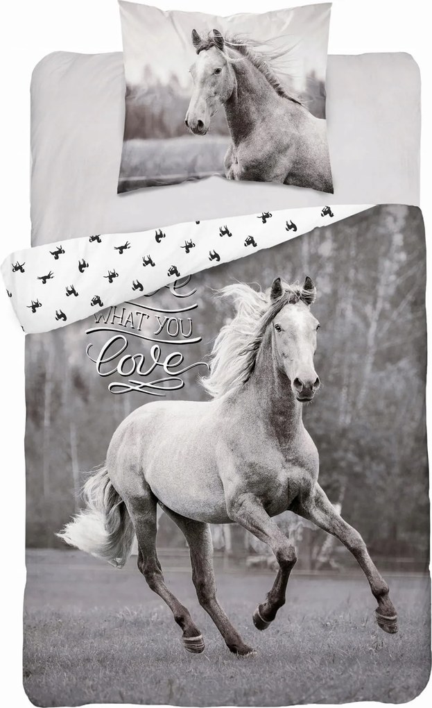 Ifjúsági ágyneműhuzat Ló fehér galoppban 140x200